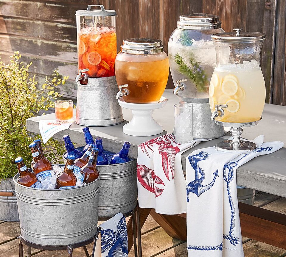 Silver Metal Drink Dispenser Stand Pottery Barn Australia